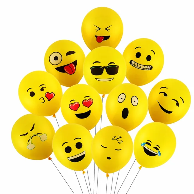 CCINEE 100PCs 12inch Emoji Balloons Smiley Face Expression Yellow Latex