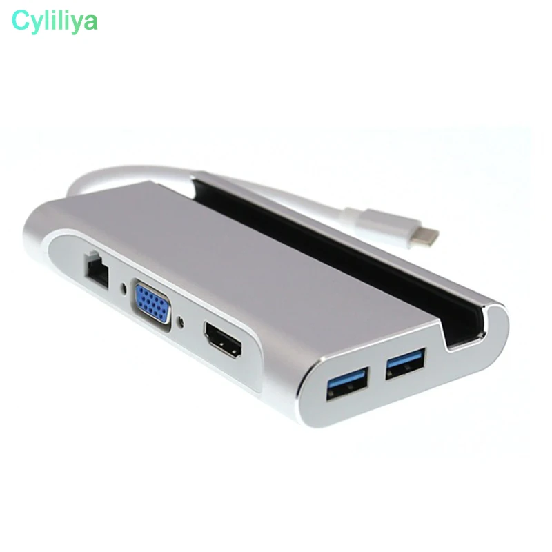 7 в 1 USB C 3 Тип К до 4 к HDMI VGA Rj45 Gigabit Ethernet 0 порт PD зарядный адаптер док держатель