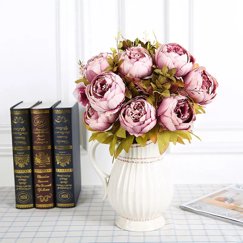 

Erxiaobao 13 Heads Peony Artificial Flowers Bouquet Plastic Fake Flower Arrangement Table Flower Silk Flower Autumn Fall Decor