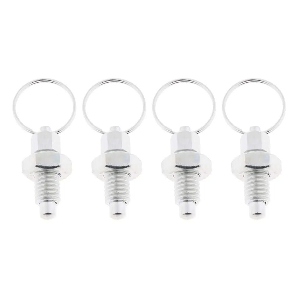 4Pcs Stainless Steel Non Lock-Out Indexing Plunger With Pull Ring M8