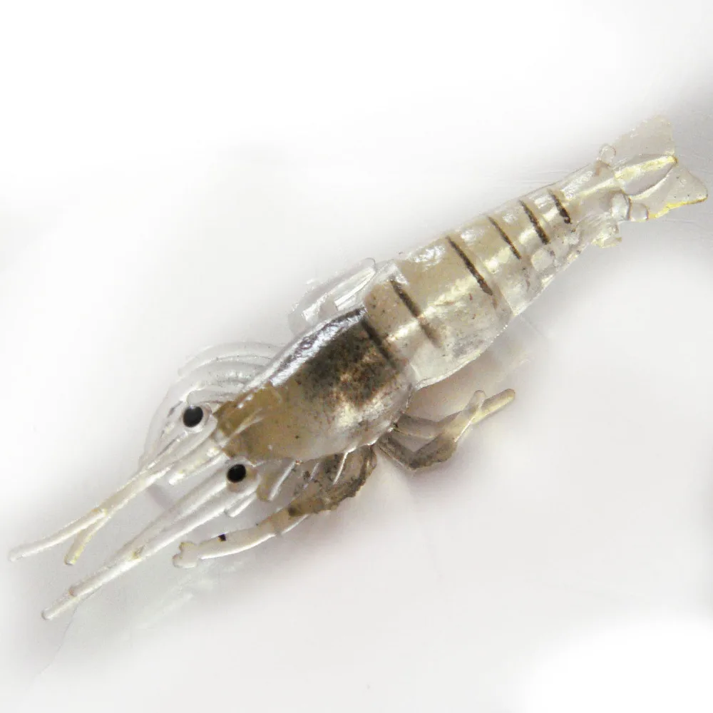 

50PCS Fishing Soft prawn Lure Shrimp Fake Bait Hook worm Silicone 4cm Free shipping