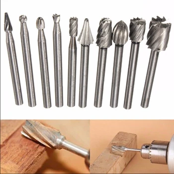 

10Pcs Steel High Speed Burr Grinding Bit Wood Carving Rasp For 1/8 Shank Tool