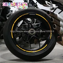 Para Aprilia Benelli MV Agusta KTM Kawasaki Duca Rueda Pegatina Reflectante Raya del Borde de La Motocicleta de La Bici Adecuado 17.18-pulgadas de neumáticos