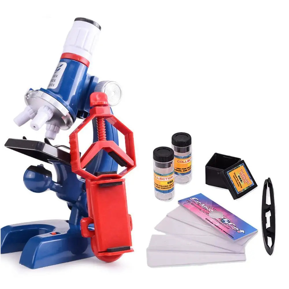 Microscope Kit Lab With phone holder LED School Science Educational Toy