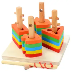Mambobaby Дети раннего образования головоломки деревянные Игрушки для маленьких детей геометрический Форма здания Совета Паззлы детские игры
