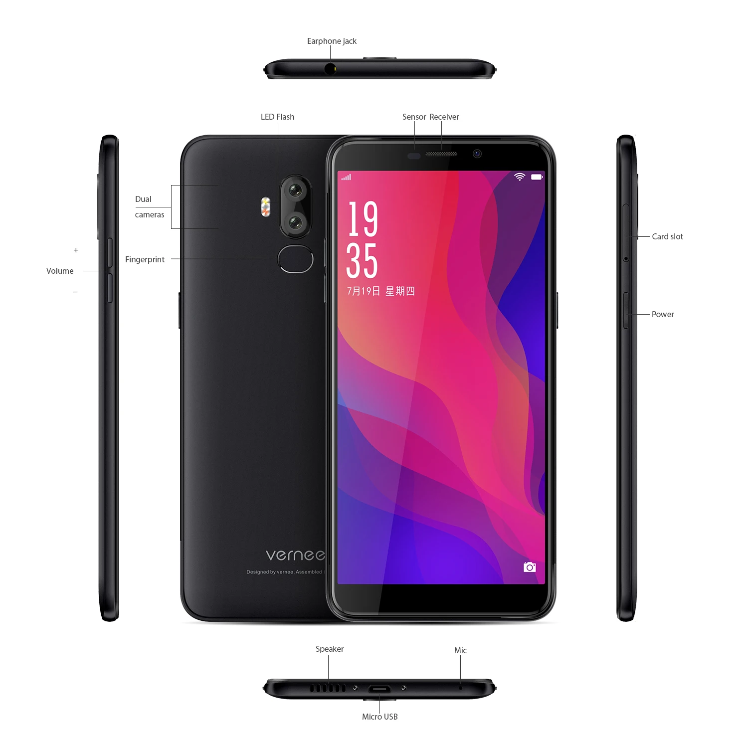 Vernee X2 смартфон с 6 дюймовым дисплеем ОЗУ 3 ГБ ПЗУ 32 двумя слотами для sim карт 6350 мАч