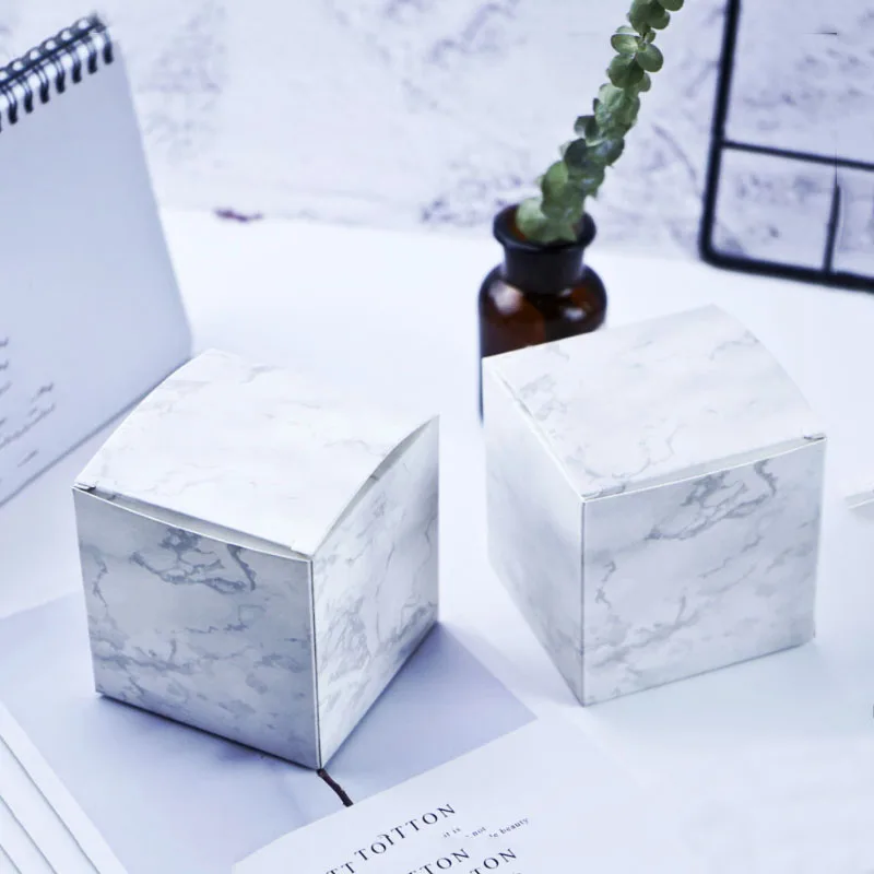 10 шт. мраморная подарочная коробка квадратная Свадебная подарочная коробка 8*8*8 см коробка для свадебного подарка бумажная картонная конфетная Ювелирная упаковочная коробка для капкейков - Цвет: Белый