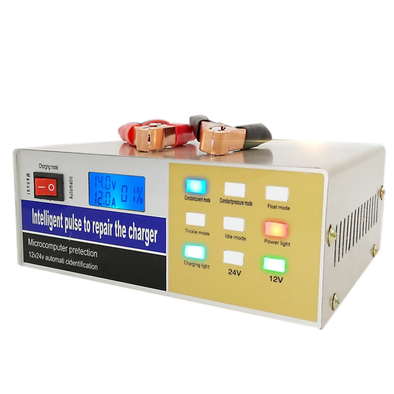 

Fully Automatic Intelligent 12V / 24V 100Ah Car Battery Charger Lead Acid Electric Repair Type Pulse Battery Charger Plug EU