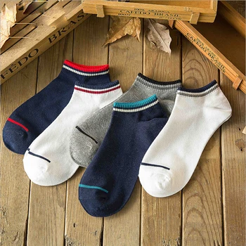 

5pair Summer Solid Color Short Socks Business Casual Men's Cotton Ankle Socks Shallow Mouth Boat Socks Sokken Male Sock Slippers