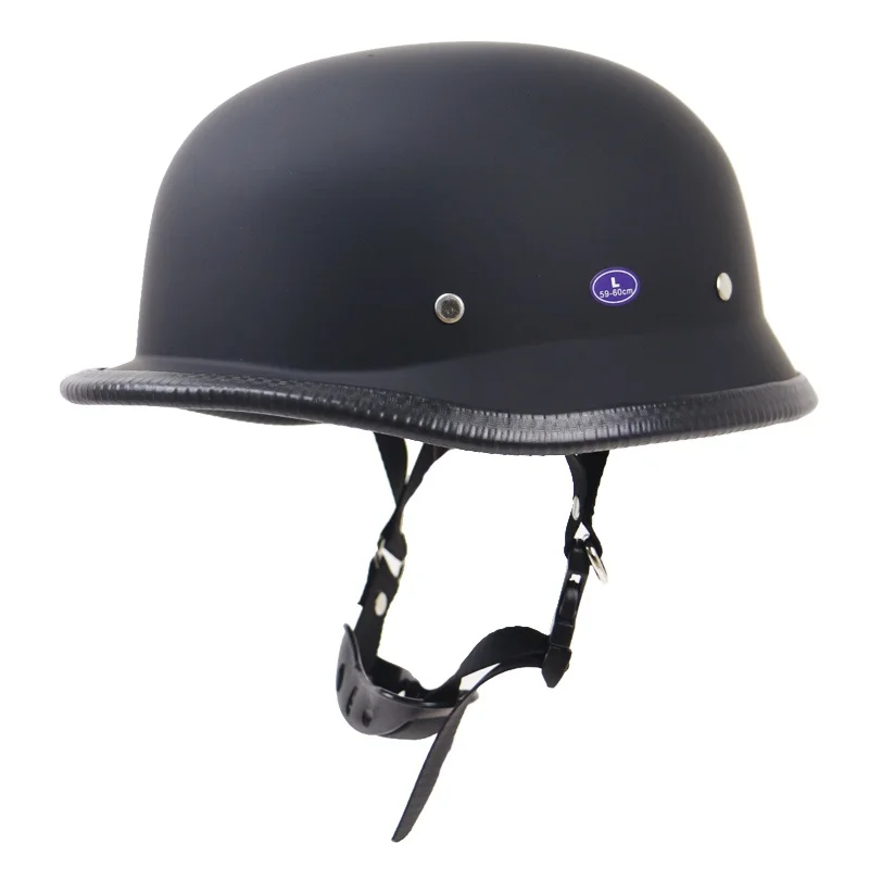 Дропшиппинг Половина лица винтажный мотоциклетный шлем Ретро немецкий каск, кафе гонщик, скутер, крейсер, чоппер, матовый черный, DOT утвержден