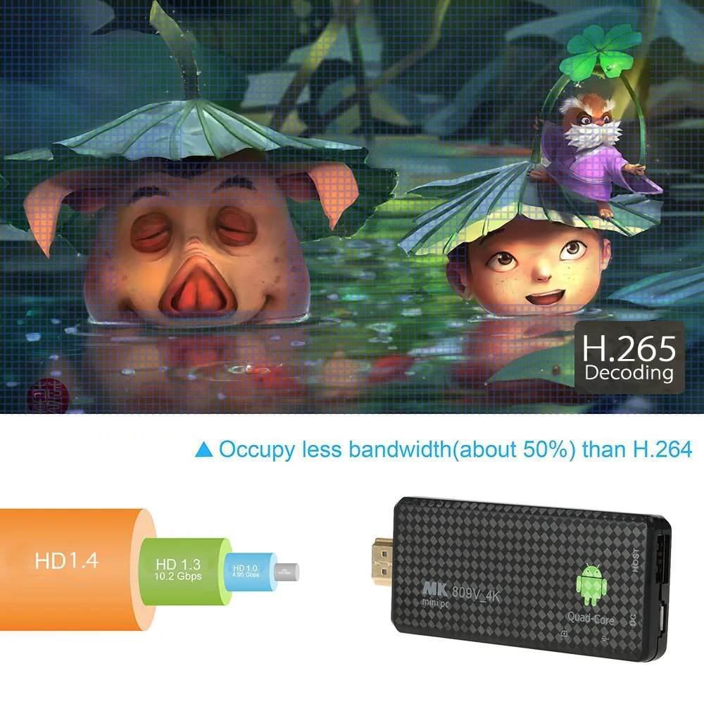 MK809 IV Android 5,1 Smart TV Stick 4K для Android TV RK3229 четырехъядерный 1G8G HD мини-ПК Miracast DLNA H.265 WiFi TV Stick Dongle