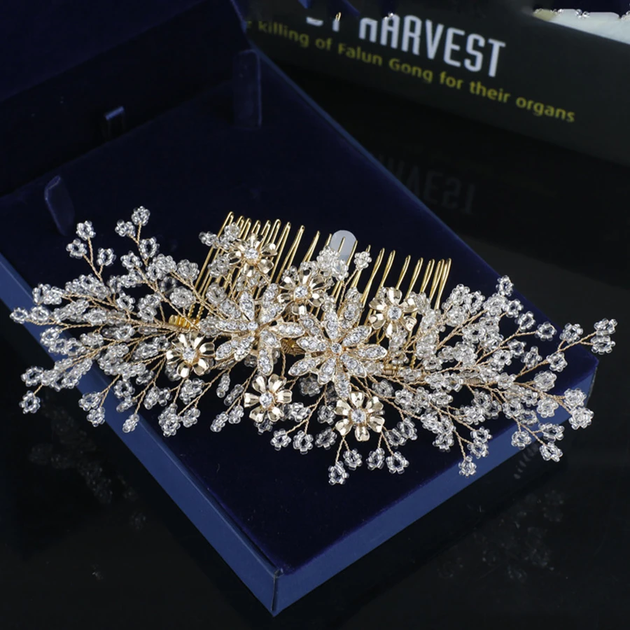 

1pc/lots Bridal Hair Clip With Rhinestones Crystal Bride Hair Comb Pin Wedding Jewelry Decor For Party Hair Ornament Accessories