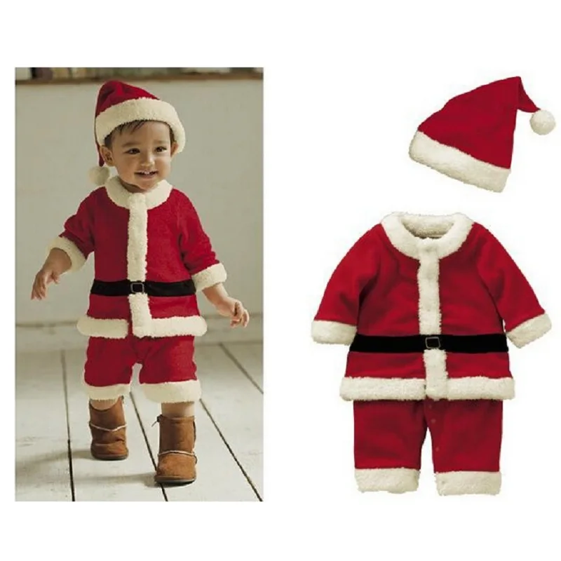 

2018 New baby romper Christmas dress up new years red boys Clothes with hat infant baby clothing offer drop shipping