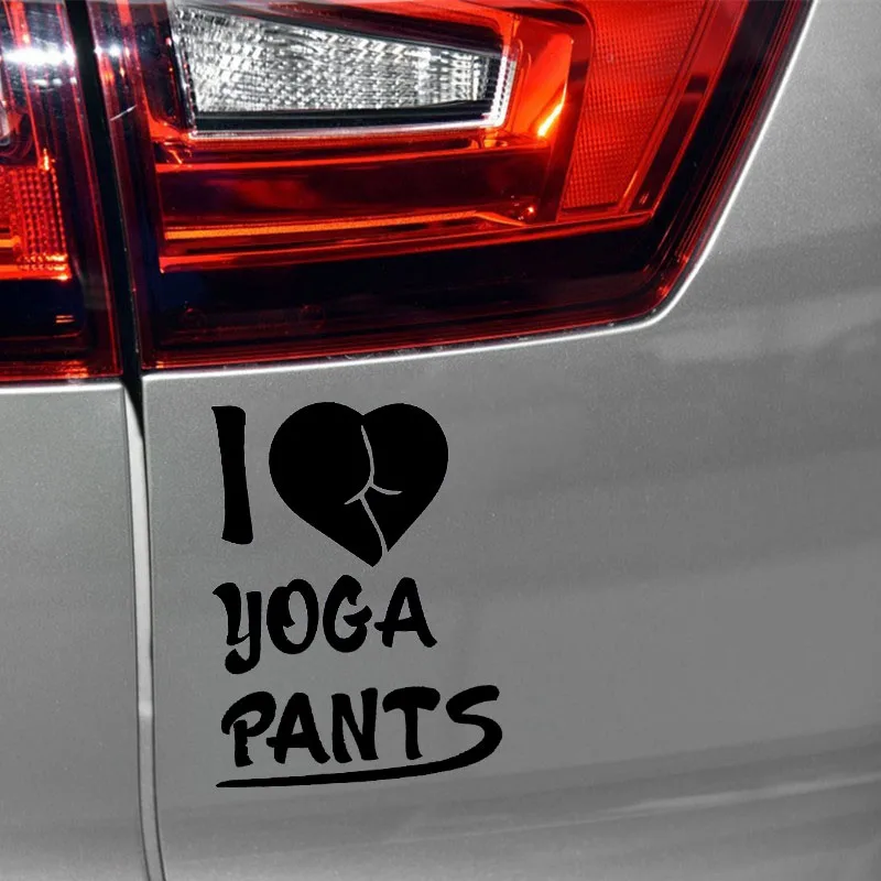 YJZT 10*13.2CM Words I Love Yoga Pants Sexy Black/Silver Fashion Design Car Sticker Vinyl Decal Zero Defect C20-0565