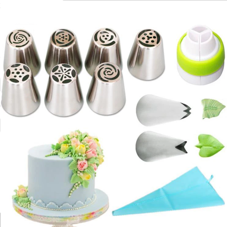 

Pastry Nozzles And Coupler Icing Piping Tips Sets Stainless Steel Rose Cream Bakeware Cupcake Cake Decorating Tools