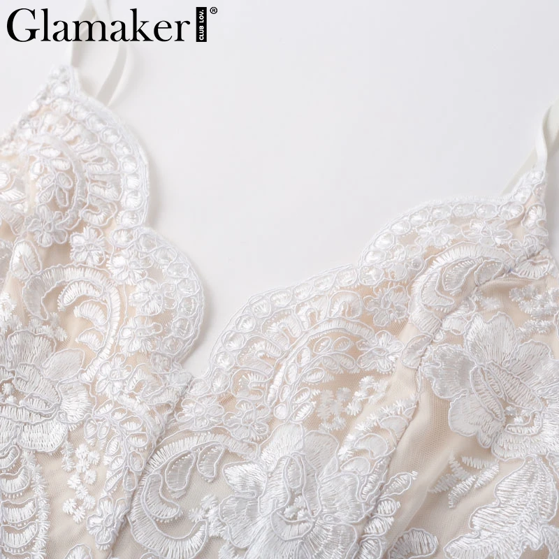 Женское летнее платье Glamaker белое ажурное для фитнеса с вышивкой|Платья| |