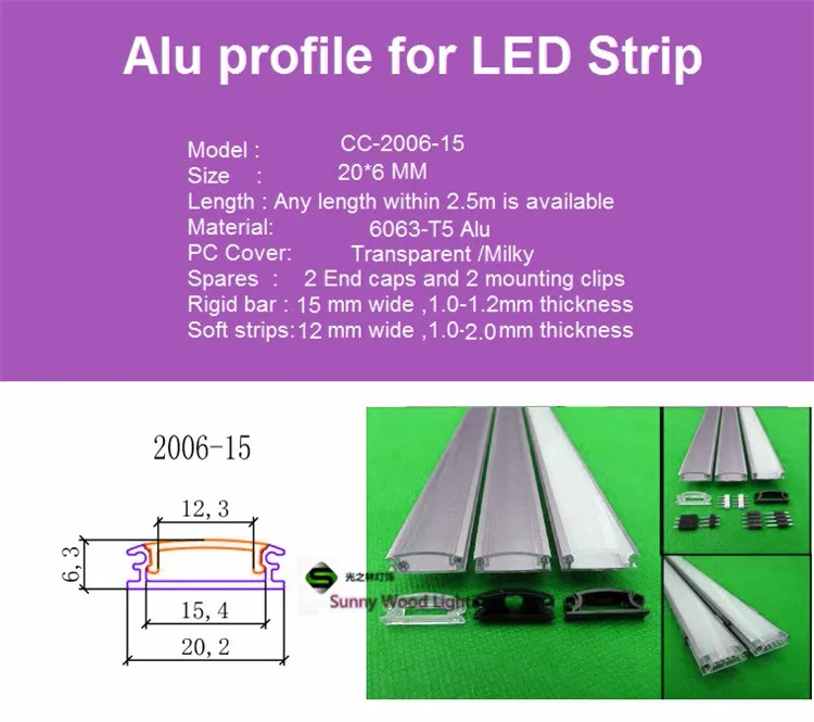 15mm de Largura Caixa de Luz 10 40 Pçs e lote Ultra Slim Seamless Conjuntivo Perfil Tira Tira Fila Dupla Levou Canal W20 H6mm Fita 2 Luzes LED p/ bar