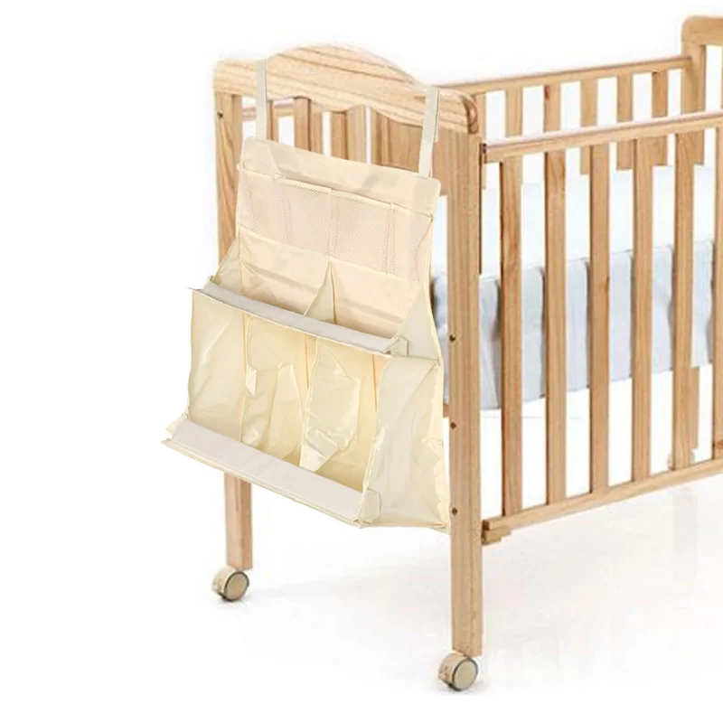  1set Baby Crib Children's Bed Hanging Bag Portable Waterproof Diapers Bedside Organizer Bed Bumper 