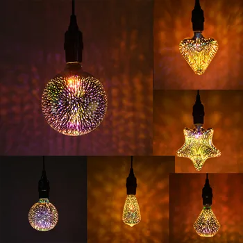 

3D LED Lamp Ster Creative Decor Light Bulb Firework Lamp Scene Design Light E27 AC220V 4W LED Bulbs pendant lights