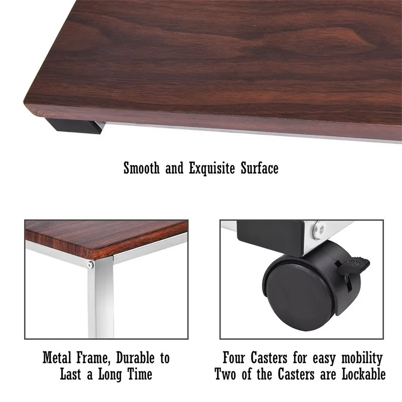  High Quality Portable Rolling Stand Sofa Side Table Sturdy Engineering MDF Iron Frame End Table Fou