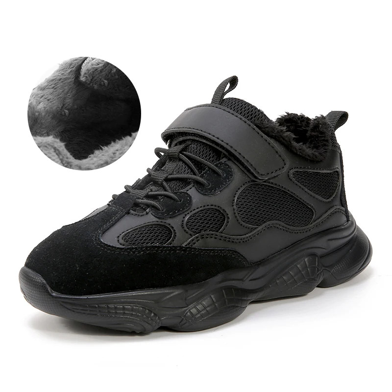 

Kids Winter Shoes Boys Girls Sneakers With Fur Keep Warming Running Sports Non Slip Boots Fashion Shoes Hobibear AW3629