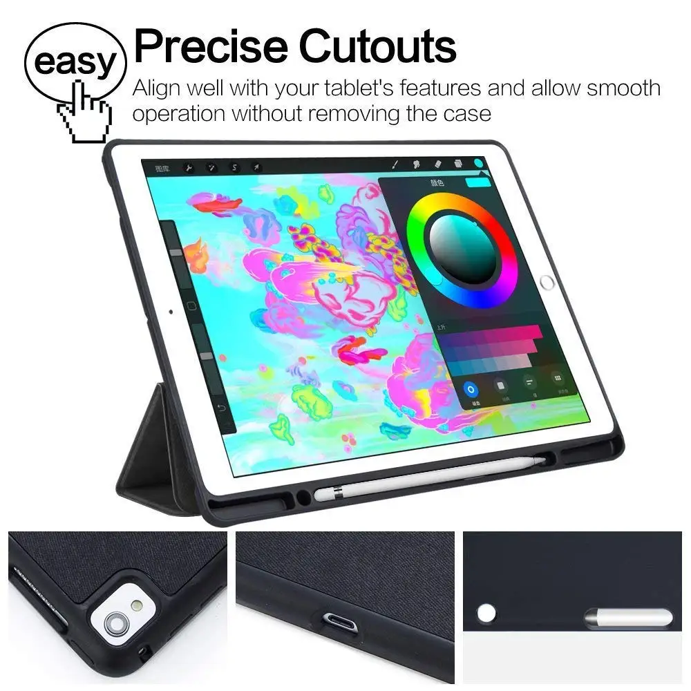 Чехол для iPad Pro 12,9 / с держателем для карандашей, тонкий смарт-чехол, трехслойная подставка, Авто Режим сна/пробуждения, чехол для планшета для iPad Pro 12,9