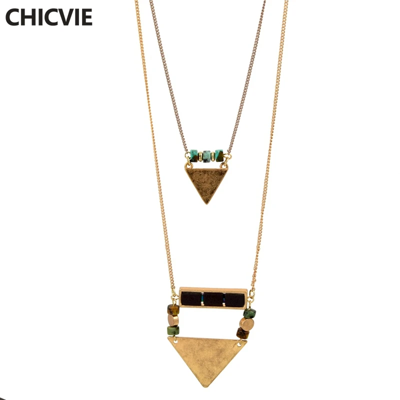 

Hot Sale Fashion Hyperbole Natural Stone Beads Necklaces Retro Gold Plated Necklaces for women Elegant Ethnic Jewelry SNE160263