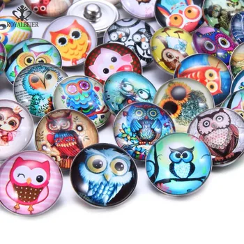 

Royalbeier 50pcs/lot Mixed Patterns Fit 18mm Snap Glass Snap Buttons Jewelry Glass Cabochon Beads for Jewelry Making MG014