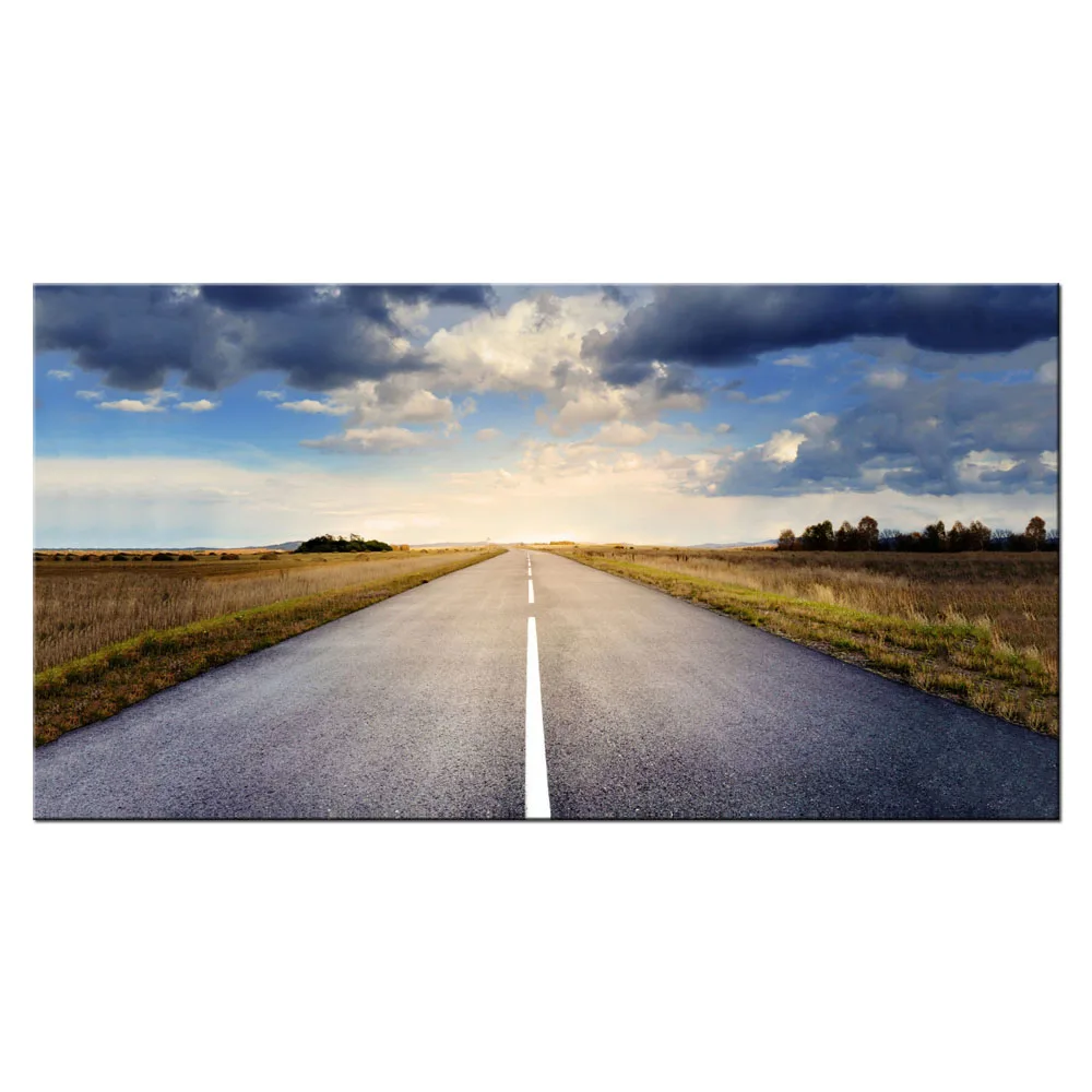 

Contemporary Home Decorative Painting HD Printed Field Extended Road Picture Poster Canvas Wall Art Decor For Living Room 42x22"