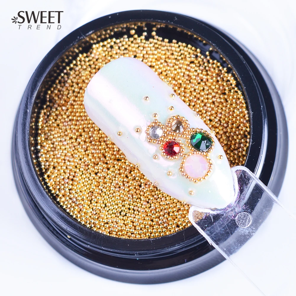 

1Box 0.6mm Metal Steel Caviar Beads Nail Decoration Caramel Color 3d Mini Glitter Rhinestones DIY Nail Art Decorations LA631