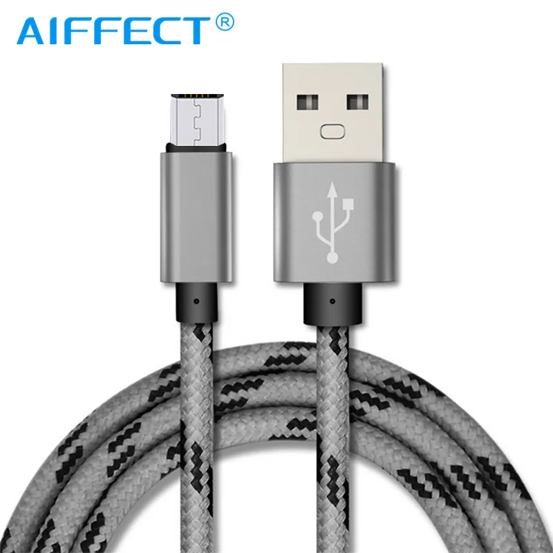 AIFFECT المصغّر USB كابل 2A سريع كابل شحن النايلون USB كابل بيانات ل شاحن هاتف محمول يعمل بنظام تشغيل أندرويد كابلات معدن قوي شاحن الحبل