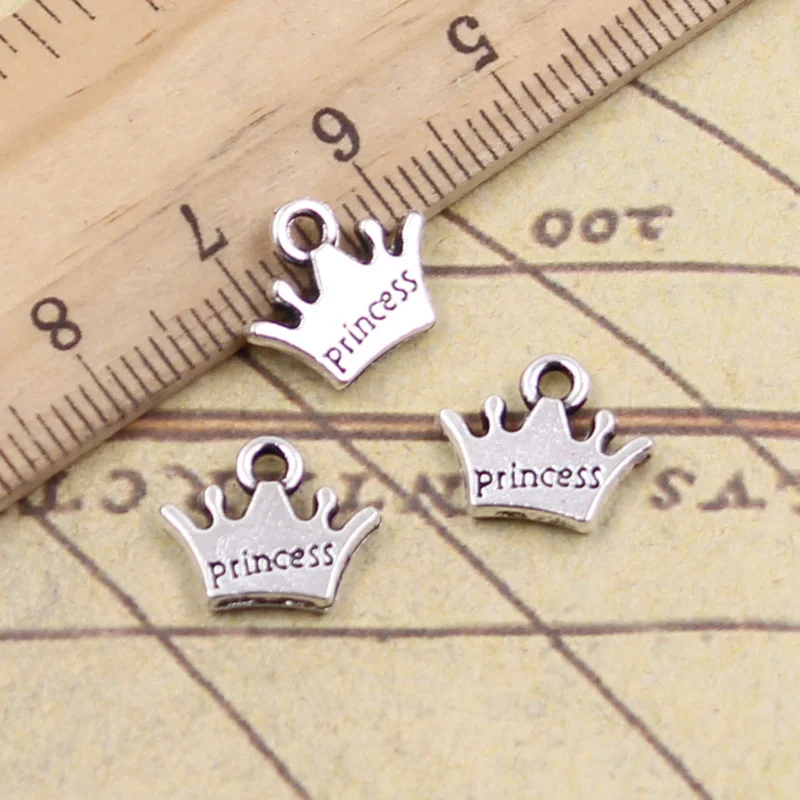 

20pcs/lot Charms crown princess 13x11mm Antique Silver Pendants Making DIY Handmade Tibetan Silver Finding Jewelry for Bracelet