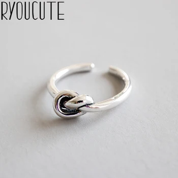 

RYOUCUTE Real Pure Silver Color Jewelry Korean Retro Love Heart Rings for Women Wedding Finger Open Ring Anillos Anelli