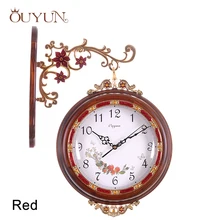 OUYUN Luxury Wooden Retro Flip font b Wall b font font b Clock b font Double