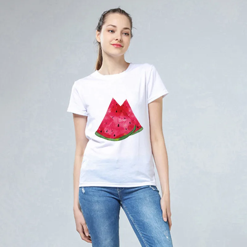 Lychee/летние женские футболки Harajuku с фруктовым принтом круглым вырезом и коротким