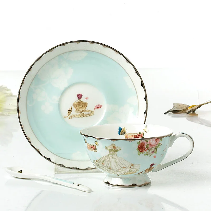 Luxury Gift Ceramic Cup Coffee Set Classical Britiish Black Tea Mugs Bone China Vintage Drinkware Set