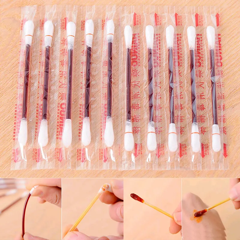 

10 piece Baby Cotton Swab Disposable medical iodine disinfected climbing first aid kit supplies Clean Cotton Ball Care Ear Stick