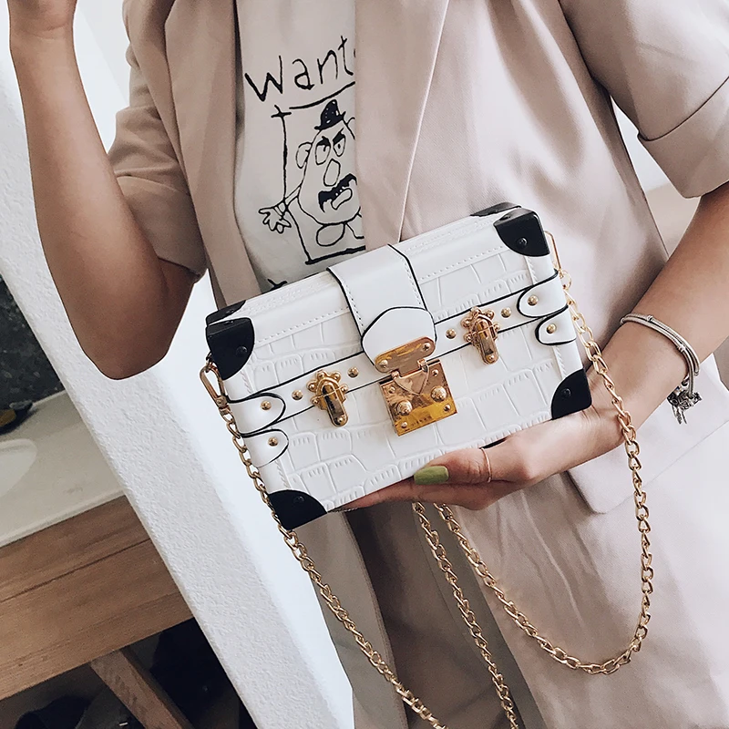Moda de Luxo Feminina de Couro do Plutônio Bolsa de Ombro Alta Qualidade Chian Design Retro Mini Bolsa Bloqueio Caixa Mensageiro Crossbody Tote 2020