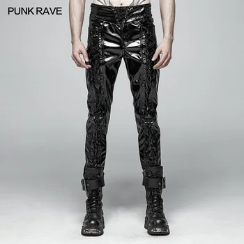 

Punk Rave Rock Gothic Glossy Patent-leather Fashion Motorcycle Steampunk Men's Pants Performance Clothing WK367