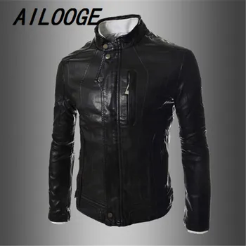 

Motorcycle Leather Jacket Men Slim Fashion Stitching Full Flight Leather Red Jacket Clothing Jaqueta De Couro Masculina