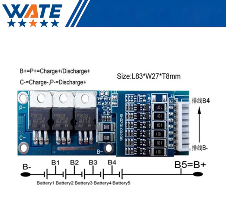 

Free shipping 5S 15A li-ion BMS PCM battery protection board for lithium li-ion battery pack SH07010020-LB5S15A