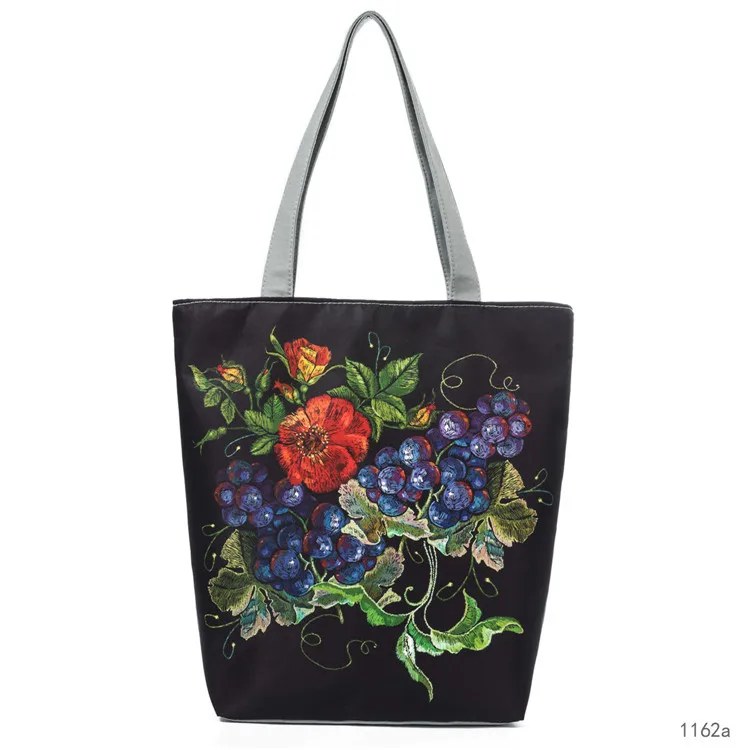 Fashion Colorful Tropical Floral Bird Printed Canvas Single Shoulder Tote Bag Pu 