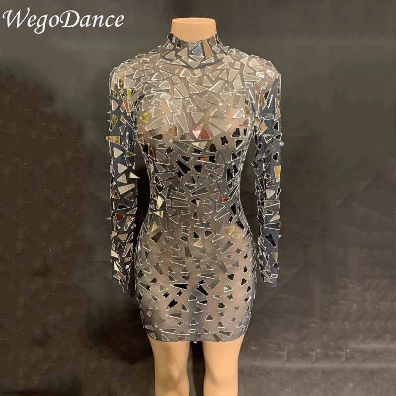 Женское сексуальное Сетчатое платье с зеркалом сексуальный большой эластичный