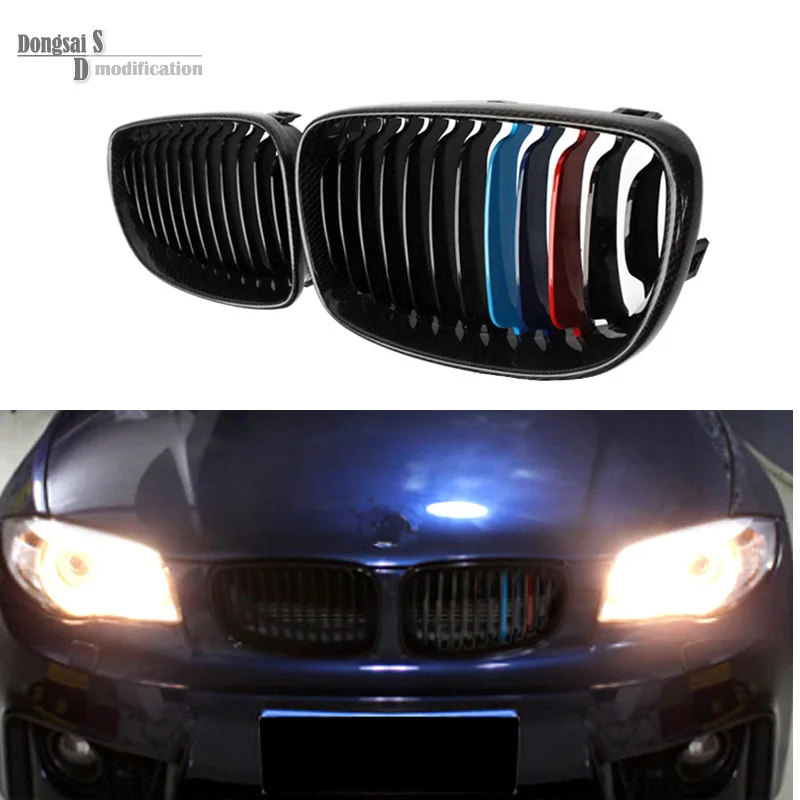 

E81 E87 E82 E88 replacement carbon fiber black front racing grill grille for BMW 1 series vehicle 2008 - 2011 116i 135i