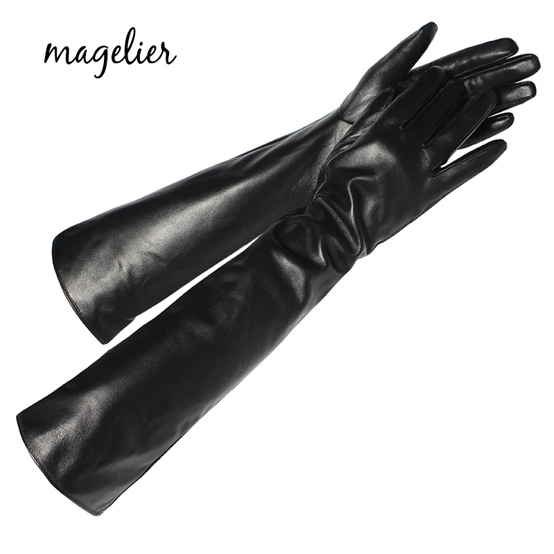 

Magelier Fall and Winter Genuine Leather Gloves for Women Real Sheepskin Touch Screen Gloves Women Keep Warm Long Gloves 083