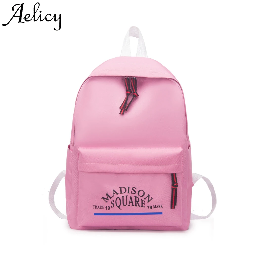 

Aelicy Woman Trendy Solid Leisure Backpack High Quality Flap Sport Phone Pocket zipper Backpacks Ladies Harajuku Campus Style