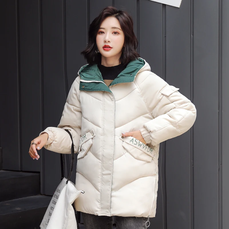 

High Quality 2019 Winter Jacket Women Hooded Cotton Padded Outwear Female Coat 4 Colors Solid Ladies Parka Mujer Invierno