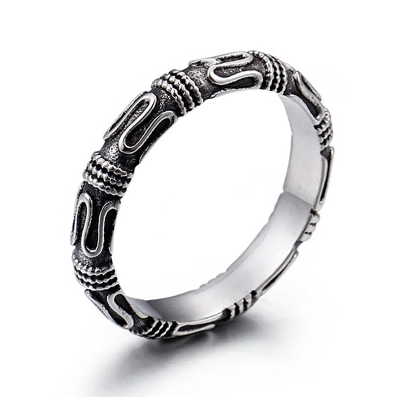 

5mm Width Stainless Steel Ring for Men Small Vintage Ring Male Punk Jewelry