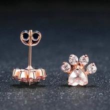 Милые Кристальные серьги, модное ювелирное изделие, розовое золото, серьги для женщин, коготь, медведь, собака, собачья лапа, серьги-гвоздики,, свадебные подарки для девочек