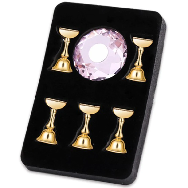 

Crystal Nail Art Display Showing Shelf Nail Holder Magnetic False Nail Tip Practice Stand Holder Base Alloy Holder Manicure To